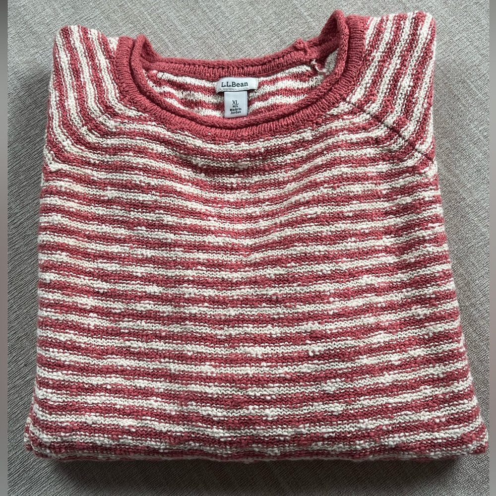 L.L. Bean Cotton Slub Rollneck Stripe Pullover Sweater. Women's Size: XL. - Picture 3 of 9